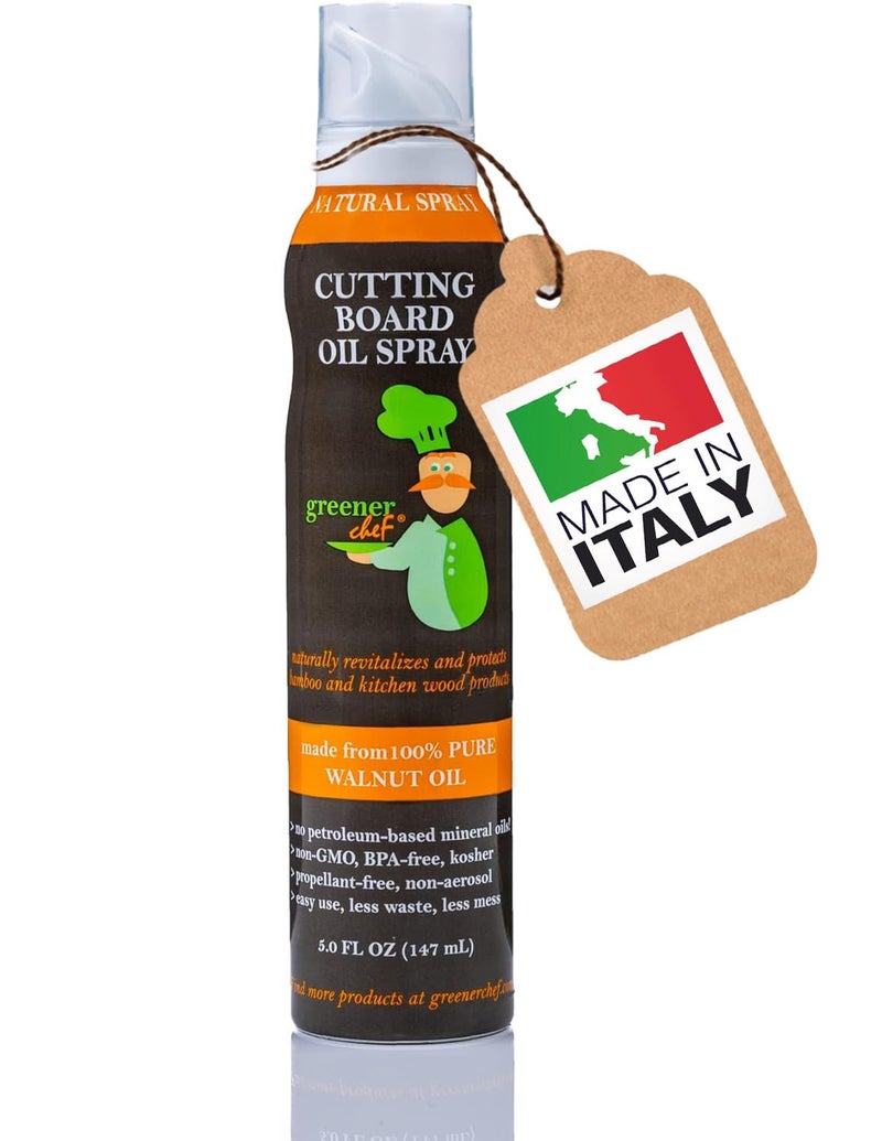 Italian Walnut Cutting Board Oil Spray Used for Conditioning Bamboo Wood Chopping Boards and Wooden Utensils Ideal for Health Conscious Chefs